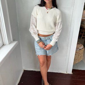 White Eyelet Sweater